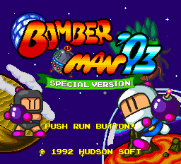 Bomberman '93 title screen for PC Engine
